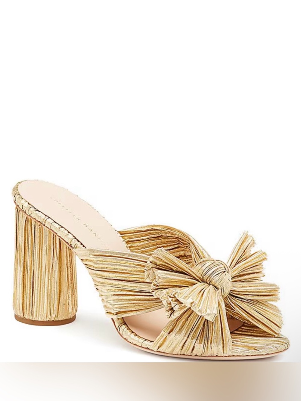 Loeffler Randall Gold Penny Metallic Bow Dress Slide Sandals. 8 1/2B. MSRP$395.